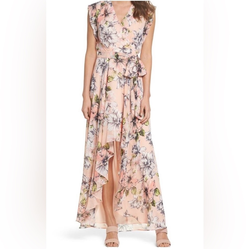 Eliza J pink floral high-low dress